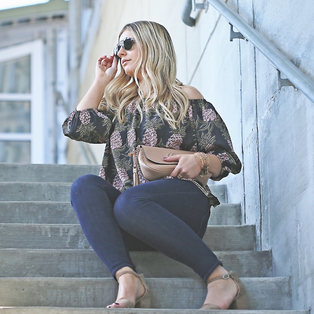 Pineapple off the shoulder top
